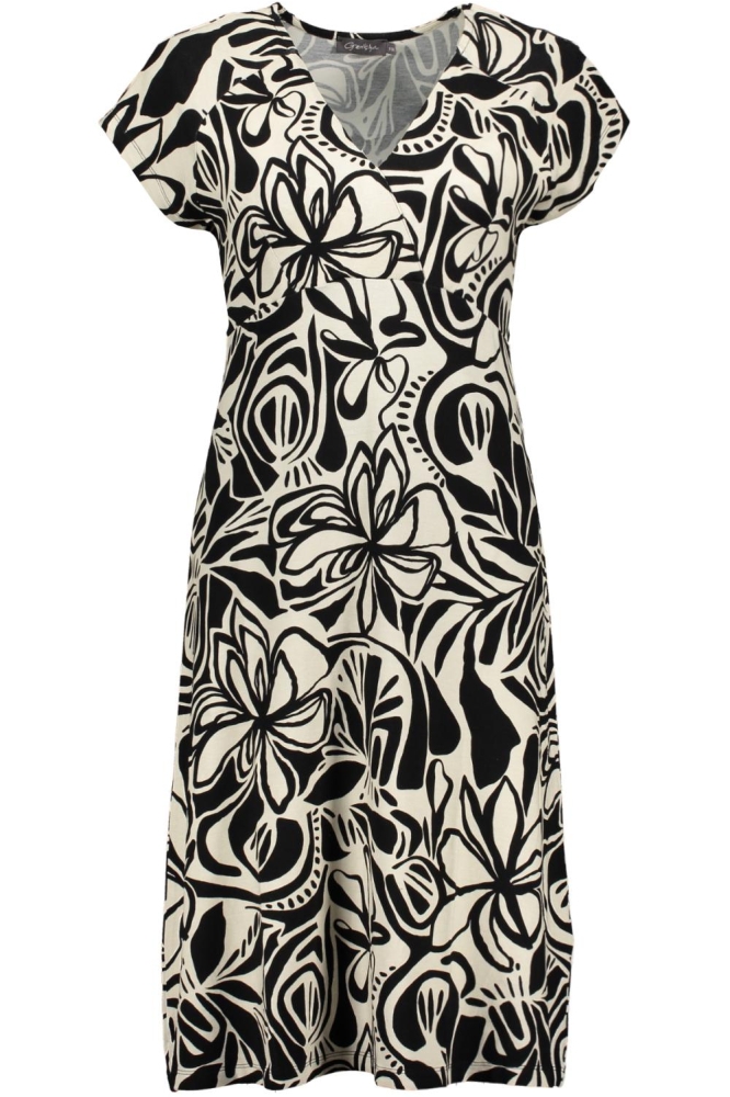 JUNE JURK MET V HALS EN PATROON 57366 60 000999 BLACK/OFF-WHITE